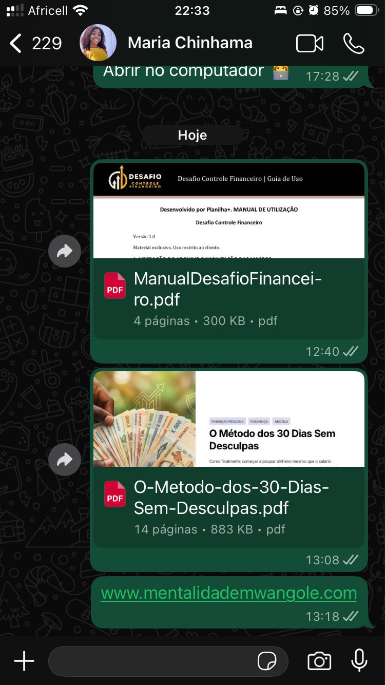 Cliente recebe o produto completo no WhatsApp